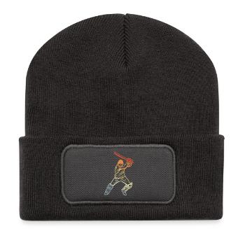 Vintage Cricket Spieler - Recycelte Patch Beanie - Dunkelgrau - Vorne