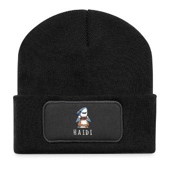 Haidi Heidi Heidelinde Name Hai Wortspiel - Recycelte Patch Beanie - Schwarz - Vorne