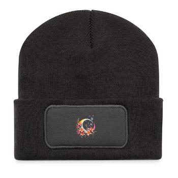 Fée dansant sur la lune - Beanie recyclé à patch - charbon - Devant