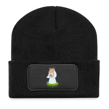 Reh Braut Blumenstrauß Hochzeit - Recycelte Patch Beanie - Schwarz - Vorne