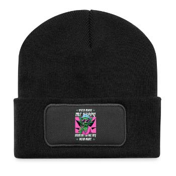 L’herbe me rend heureux... - Beanie recyclé à patch - noir - Devant