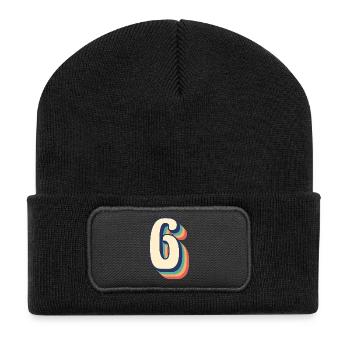 vintage rétro t-shirt numéro 6 six Sechs sei seis - Beanie recyclé à patch - noir - Devant