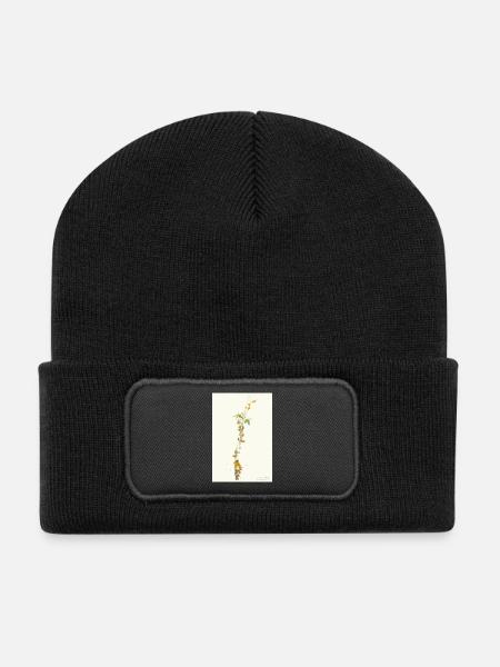 Cacao Tree Theobroma Cacao Watercolor Drawing Poste - Recycled Patch Beanie - black