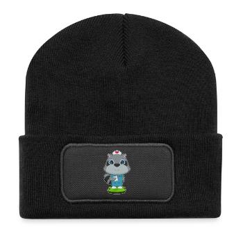 Raccoon Nurse - Recycled Patch Beanie - black - Front