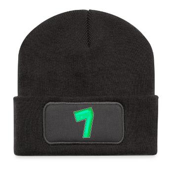Zahl 7 Nummer Sieben - Recycelte Patch Beanie - Dunkelgrau - Vorne
