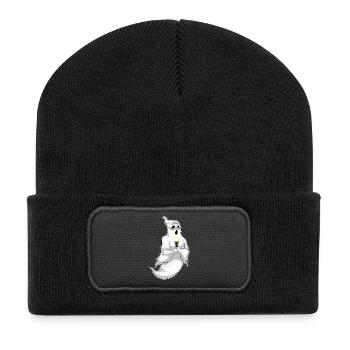 Geist Halloween Taschenlampe - Recycelte Patch Beanie - Schwarz - Vorne
