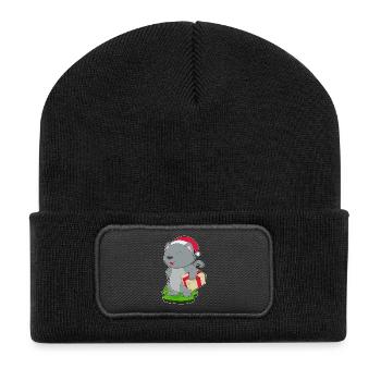Katze Weihnachten Paket - Recycelte Patch Beanie - Schwarz - Vorne