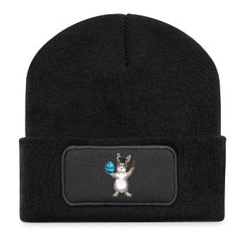 Hase Ostern Lehrer - Recycelte Patch Beanie - Schwarz - Vorne