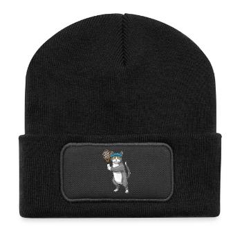 Cat Tennis Tennis Racket - Recycled Patch Beanie - black - Front