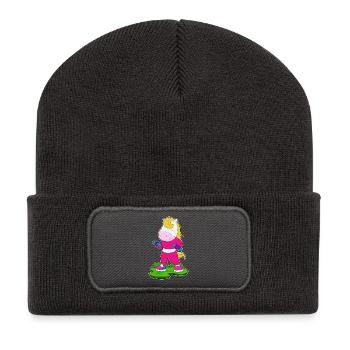 Pferd Bodybuilder Hanteln Bodybuilding - Recycelte Patch Beanie - Dunkelgrau - Vorne