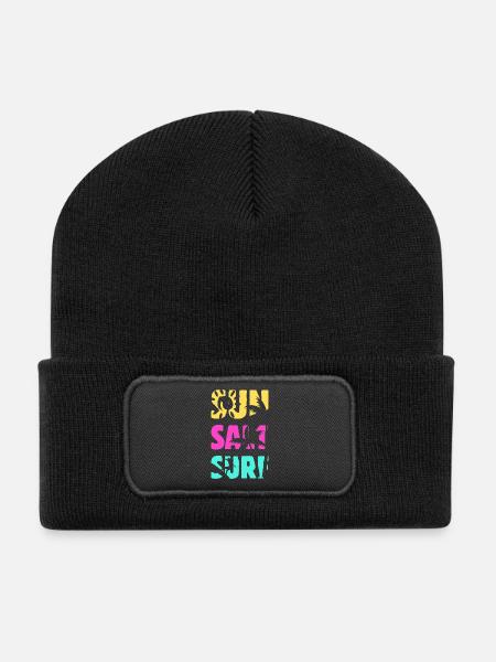 Été de surf salé au soleil - Beanie recyclé à patch - noir