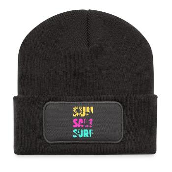 Été de surf salé au soleil - Beanie recyclé à patch - charbon - Devant