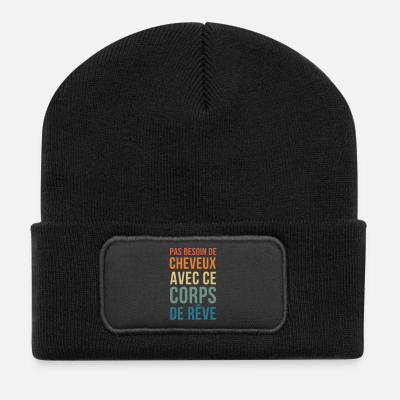pas de besoin de cheveux dans ce Corps de Rêve - Beanie recyclé à patch - noir