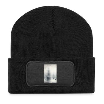 Mystic Ships in Fog: Maritime Dreamscape Art - Recycled Patch Beanie - black - Front