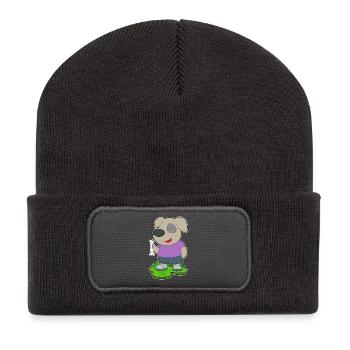 Hund Knochen - Recycelte Patch Beanie - Dunkelgrau - Vorne