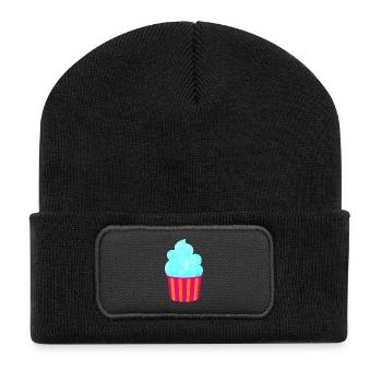 Eis Icecream Becher Streifen cyan Sommer Eiscreme - Recycelte Patch Beanie - Schwarz - Vorne
