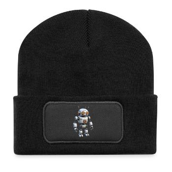 Cartoon Robot - Recycled Patch Beanie - black - Front