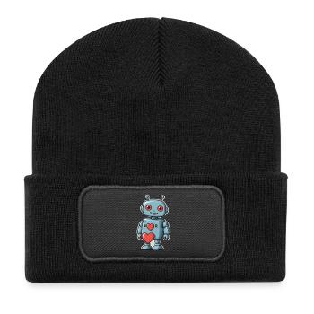 I Love Robots - Recycelte Patch Beanie - Schwarz - Vorne
