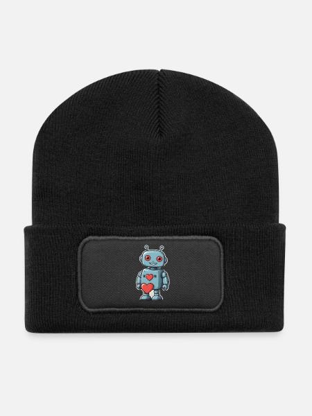 J’adore les robots - Beanie recyclé à patch - noir