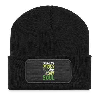 Break my bones but heals my soul - Recycelte Patch Beanie - Schwarz - Vorne