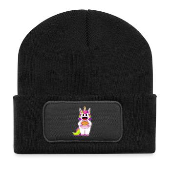 Unicorn Birthday Cake - Recycled Patch Beanie - black - Front