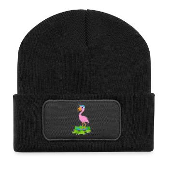 Flamingo Skater Skateboard - Beanie recyclé à patch - noir - Devant