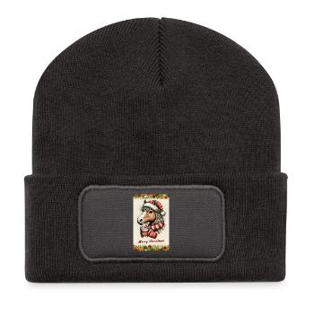 Christmas horse with hot chocolate - Recycled Patch Beanie - dark grey - Front