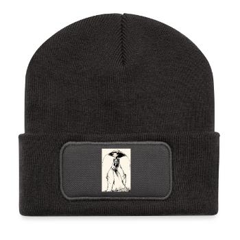 Skelettalien mit Hut – düster charmant - Recycelte Patch Beanie - Dunkelgrau - Vorne