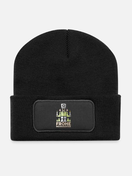 Frohe Weihnachten Erzgebirge Bergmann Nussknacker - Recycelte Patch Beanie - Schwarz