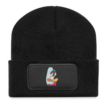 Paint Swirl Abstract - Recycled Patch Beanie - black - Front