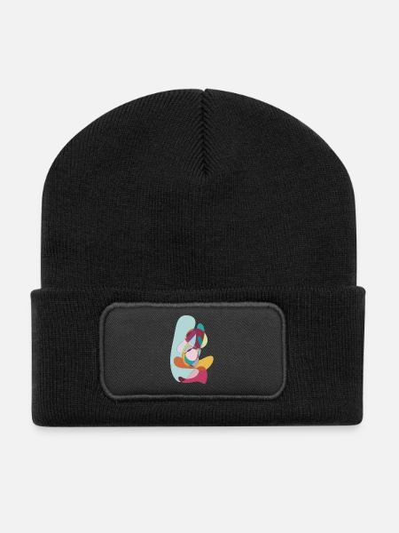 Paint Swirl Abstract - Recycled Patch Beanie - black