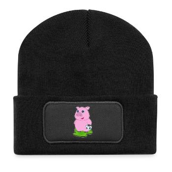 Pig Soccer Player Soccer - Recycled Patch Beanie - black - Front