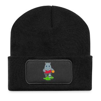 Hippopotame Basketteur Basketteur - Beanie recyclé à patch - noir - Devant