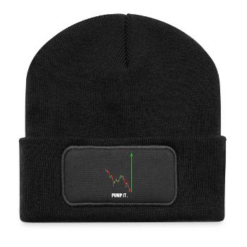 Pump it, Crypto, Actions, Salle de sport, Fitness, Trading - Beanie recyclé à patch - noir - Devant