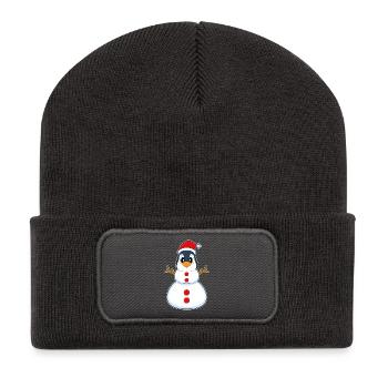 Pingouin Noël bonhomme de neige - Beanie recyclé à patch - charbon - Devant