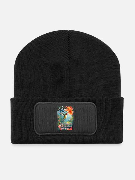 I love nature hummingbirds are unique - Recycled Patch Beanie - black