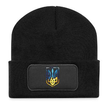 Armoiries de l’Ukraine Drapeau ukrainien Trysub Cadeau - Beanie recyclé à patch - noir - Devant