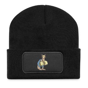 Känguru Landwirt Stroh Bauernhof - Recycelte Patch Beanie - Schwarz - Vorne