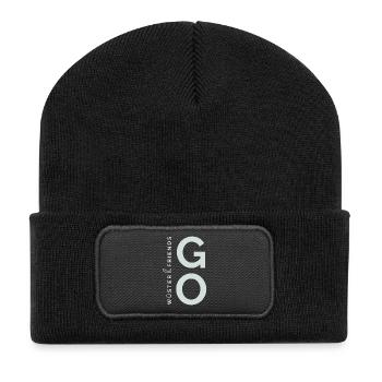 Wüster&Friends GO Logo Hellgrün - Recycelte Patch Beanie - Schwarz - Vorne