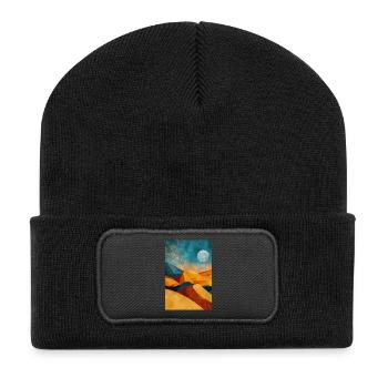 Wüstenlandschaft Illustration Poster - Recycelte Patch Beanie - Schwarz - Vorne