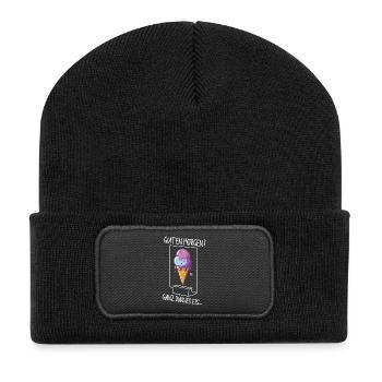 Guten Morgen ganz dünnes Eis Wortwitz Humor - Recycelte Patch Beanie - Schwarz - Vorne