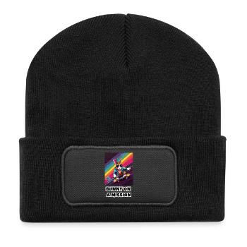 Bunny on a Mission - Recycled Patch Beanie - black - Front