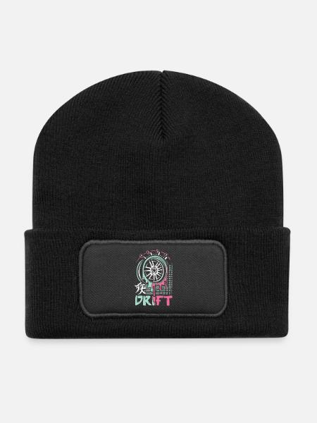 JDM Drift Rim – Japanese Car Tuning Art - Recycled Patch Beanie - black
