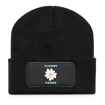 Flower Power – Design Rétro et Bohème 70's - Beanie recyclé à patch - noir - Devant