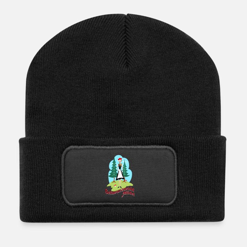 Forêt Noire Fille Rétro - Beanie recyclé à patch - noir