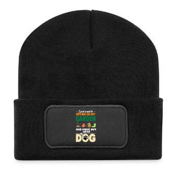 Garten Hund Gärtner Kleingarten Blumen Lustig - Recycelte Patch Beanie - Schwarz - Vorne