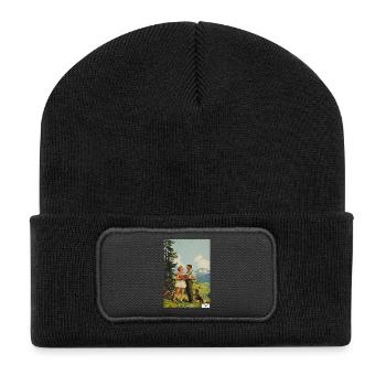 Gipfeltrinker - Recycelte Patch Beanie - Schwarz - Vorne