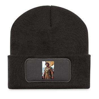 Odysseus, strong warrior at ship’s bow, cloak bill - Recycled Patch Beanie - dark grey - Front
