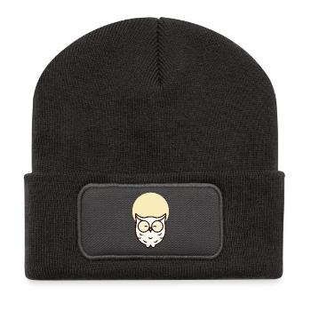 Hibou minimaliste – Simple et élégant - Beanie recyclé à patch - charbon - Devant