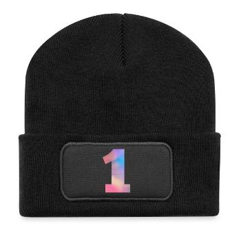 Numéro 1 coloré - Beanie recyclé à patch - noir - Devant